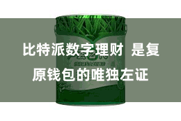 比特派数字理财 是复原钱包的唯独左证