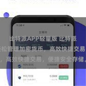 比特派APP轻量版 比特派功能介绍:轻松管理加密货币,高效快捷交易,便捷安全存储。
